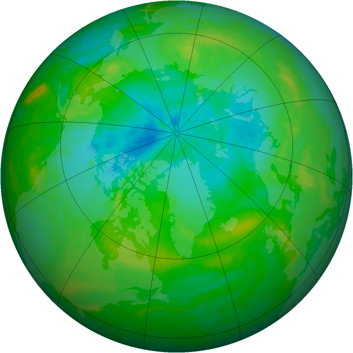 Arctic ozone map for 10 August 1989